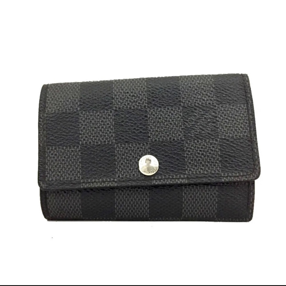 LOUIS vuitton 6 key holder damier graphite